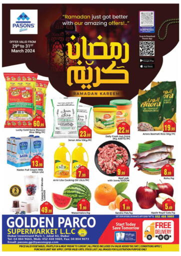 UAE - Dubai PASONS GROUP offers in D4D Online. Golden Parco Supermarket LLC - DIP 1. . Till 31st March