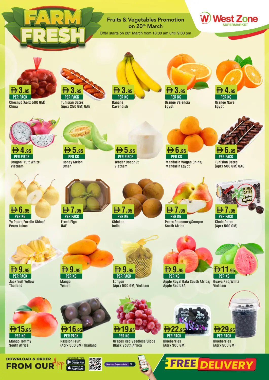 UAE - Dubai West Zone Supermarket offers in D4D Online. FARM FRESH. . Only On 20th March