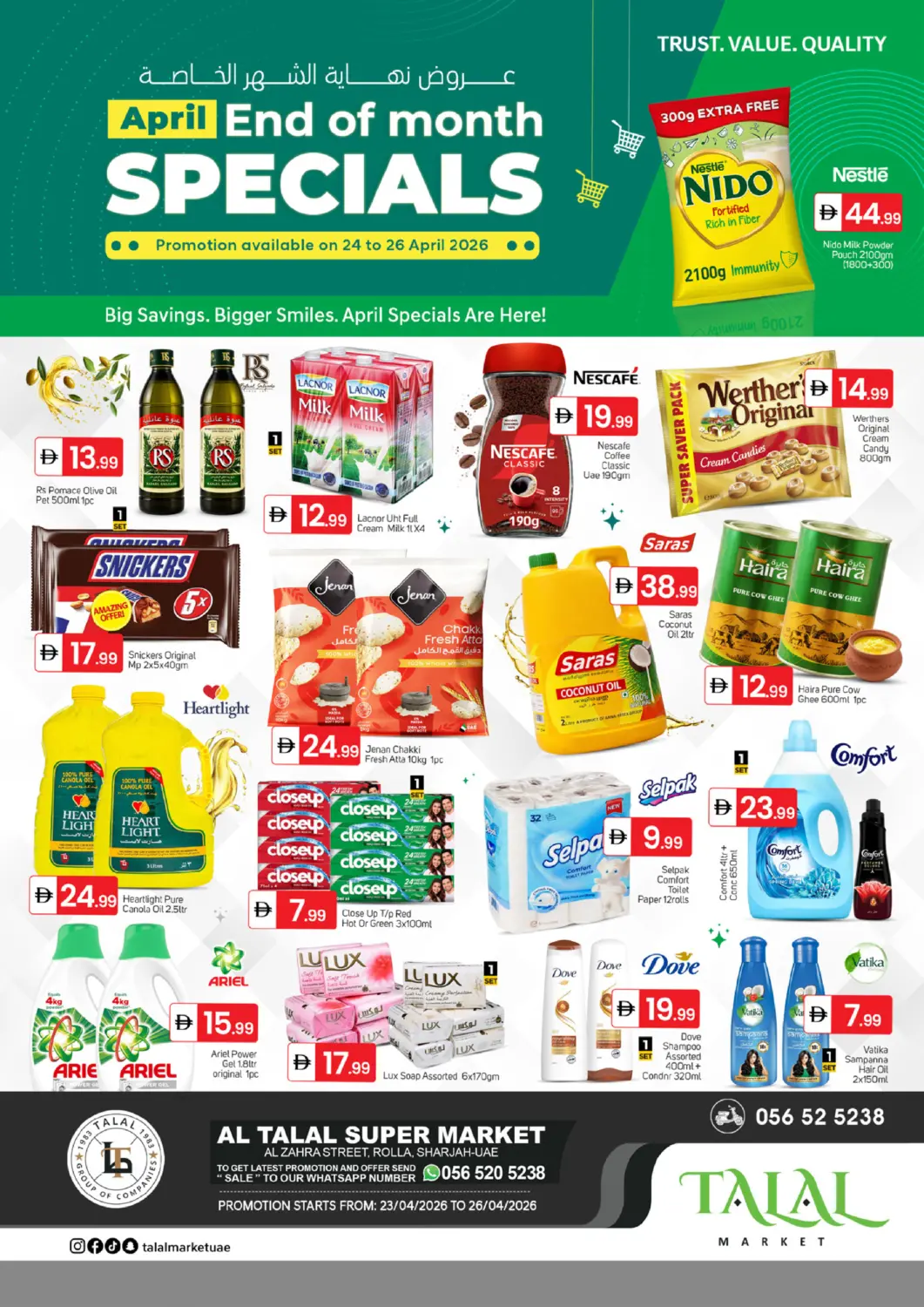 UAE - Sharjah / Ajman TALAL MARKET offers in D4D Online. Al Zahra Street, Rolla- Sharjah. . Till 26th April