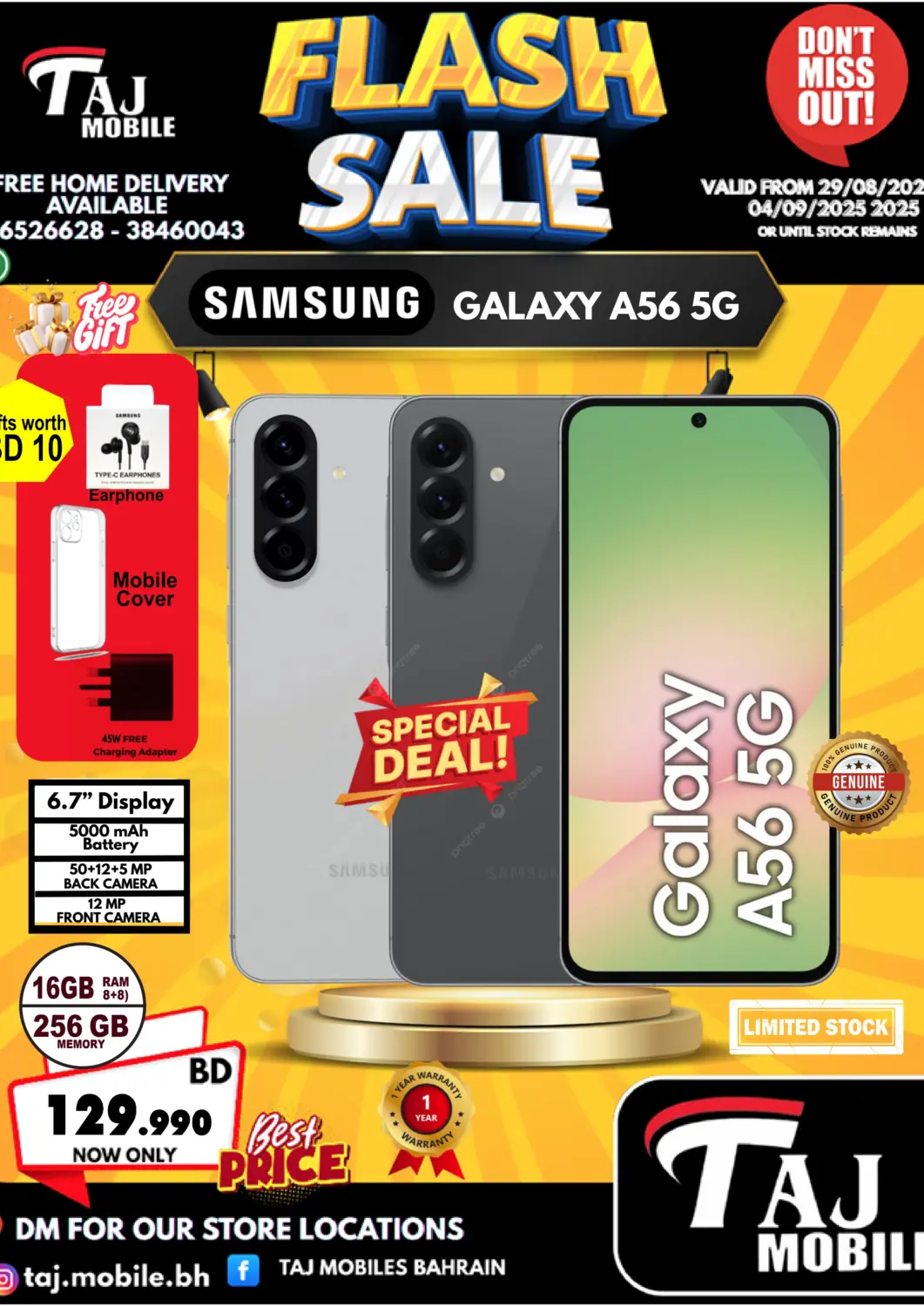 Bahrain Taj Mobiles offers in D4D Online. Flash Sale. . Till 4th September