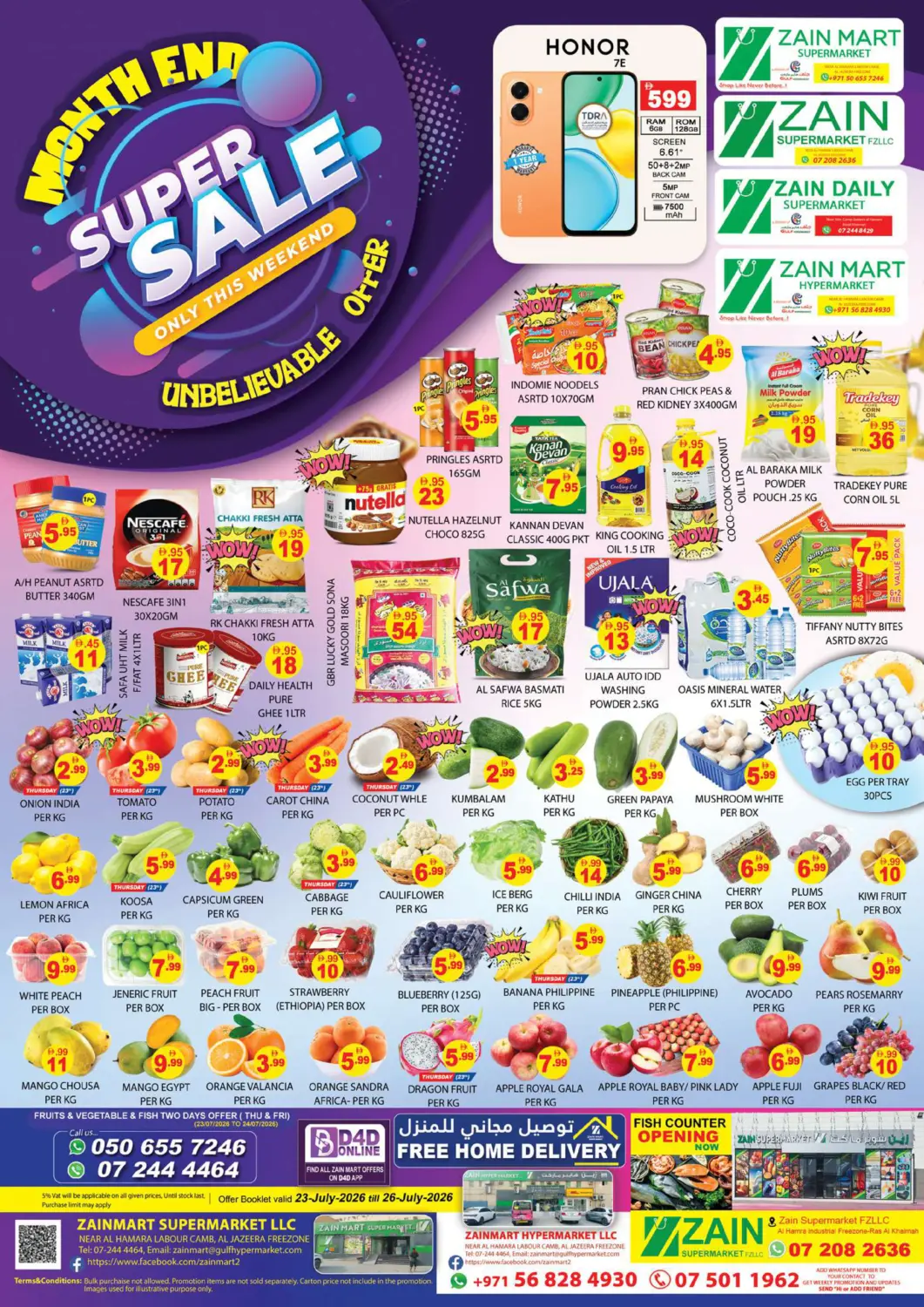 UAE - Ras al Khaimah Zain Mart Supermarket offers in D4D Online. Super Sale. . Till 26th July