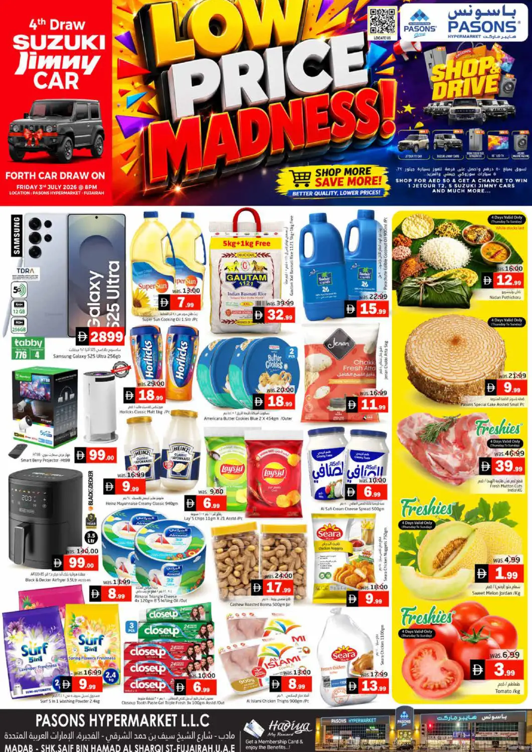 UAE - Fujairah Pasons Hypermarket offers in D4D Online. Madab shk - Saif bin Hamad al Sharqi St - Fujairah. . Till 8th July
