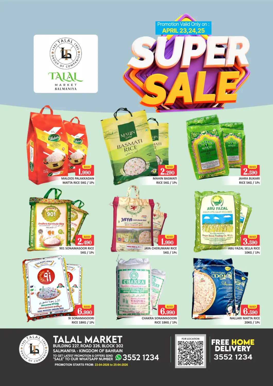 Bahrain Talal Markets offers in D4D Online. Super Sale @Salmaniya. . Till 25th April