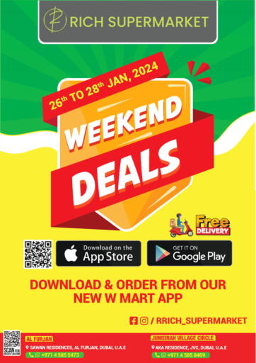 UAE - Dubai Rich Supermarket offers in D4D Online. Weekend Deals. . Till 28th January