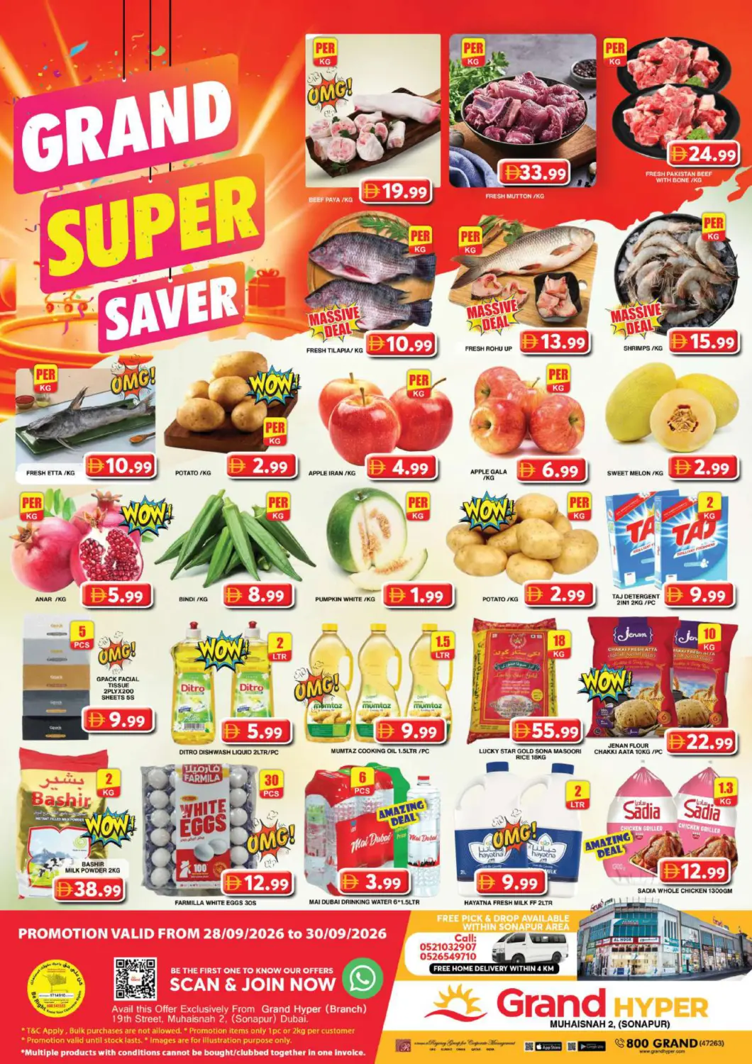 UAE - Dubai Grand Hyper Market offers in D4D Online. Muhaisinah -2 Dubai. . Till 30th September
