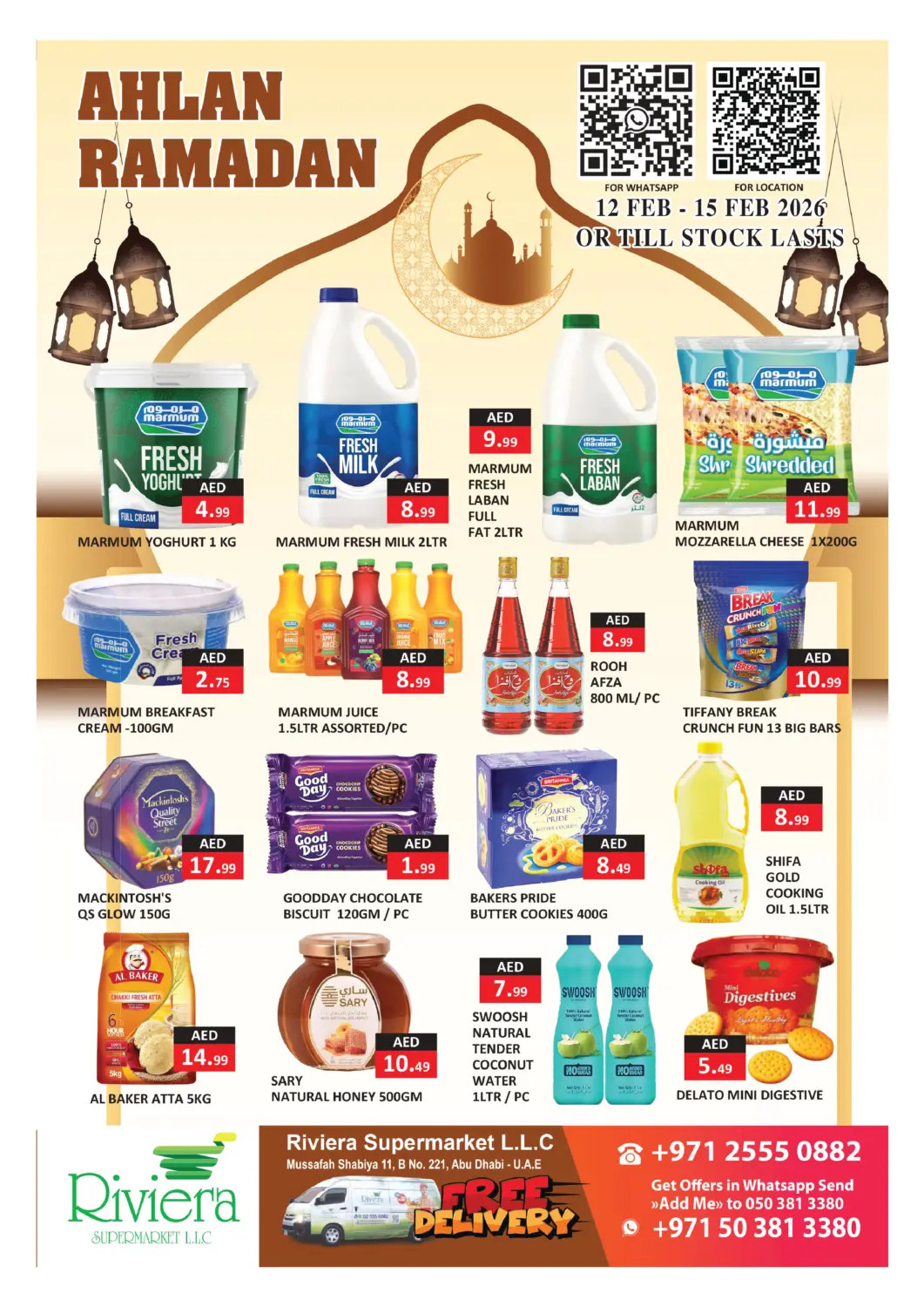 UAE - Abu Dhabi  RIVIERA SUPERMARKET L.L.C offers in D4D Online. Ahlan Ramadan. . Till 15th February