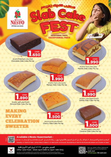 Oman - Salalah Nesto Hyper Market   offers in D4D Online. Slab Cake Fest. . Till 14th April