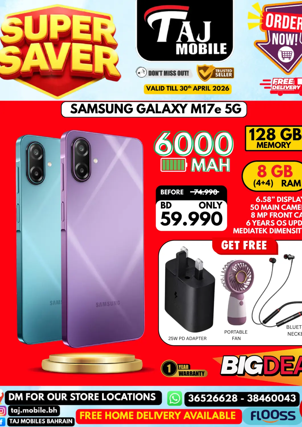 Bahrain Taj Mobiles offers in D4D Online. Super Saver. . Till 30th April